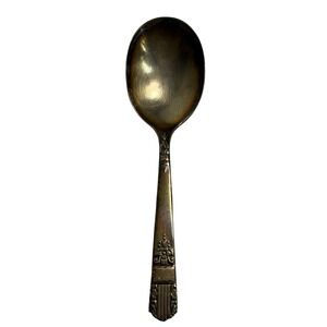 VTG Wm A Rogers Spoon Silver Plate Art Deco Floral Oneida Ltd Flatware Utensil